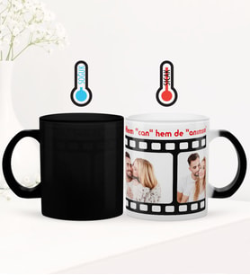 BK Gift Kişiye Özel 3 Fotoğraflı ve Mesajlı Film Şeridi Sihirli Cam Kupa Bardak, Sevgiliye Hediye, Arkadaşa Hediye, Doğum Günü Hediyesi
