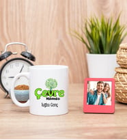 Çevre Mühendisi Beyaz Kupa Bardak ve Kırmızı Mini Fotoğraf Çerçevesi