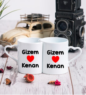 Sevgililere Özel İsim Yazılı İkili Sevgili Kupası