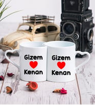 Sevgililere Özel İsim Yazılı İkili Sevgili Kupası