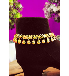 Gümüş Hal hal Sarı Altın Gold rengi Gümüş Halhal Midyat Modelleri THL-32