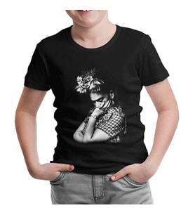 Frida Kahlo Siyah Çocuk Tshirt