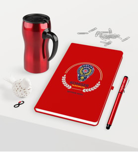 BK Gift Kişiye Özel Komiser Yardımcısı Temalı Kırmızı Defter Kalem Termos Mug Seti - 2 (Model 1)