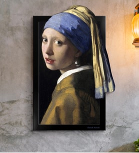 BK Gift Kişiye Özel 3d Ahşap Tablo Girl With A Pearl Earring 50x30 Cm