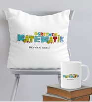 BK Gift Kişiye Özel Matematik Öğretmeni Temalı Yastık Kupa Seti - 2