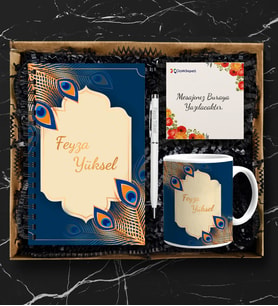 Kişiye Özel Ahşap Defter Kalem Kupa Hediye Seti