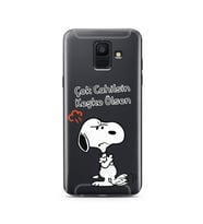 Snoopy Tasarımlı Süper Şeffaf Silikon Telefon Kılıfı Samsung A6 (2018)