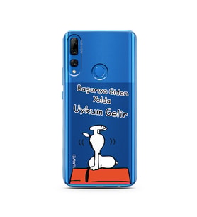 Snoopy Tasarımlı Süper Şeffaf Silikon Telefon Kılıfı Huawei Y9 Prime 2019