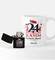 BK Gift Kişiye Özel Öğretmenler Günü Temalı Çakmak ve Kupa Seti - 2
