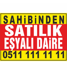 Sahibinden Satılık Eşyalı Daire Branda Afişi (Sarı Kırmızı Renk)