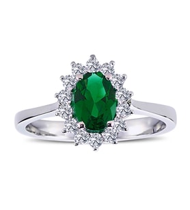 Lova Pırlantalı Oval Zümrüt Anturaj Yüzük - 1050242