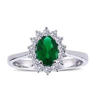 Lova Pırlantalı Oval Zümrüt Anturaj Yüzük - 1050242