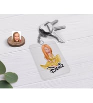 BK Gift Kişiye Özel Marilyn Monroe Karikatürlü Şeffaf Pleksi Anahtarlık (Beyaz)