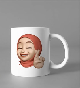 Emoji Kız Tesettürlü Stiker Kupası