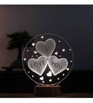I Love You Figürlü Dekoratif Hediye Led Masa Lambası 7 Işık Rengi Ahşap Taban