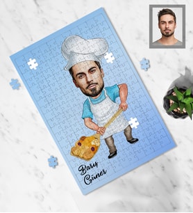 Kişiye Özel Frınıcı Karikatürlü A4 99 Parça Puzzle Bay-1