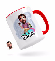 BK Gift Kişiye Özel Erkek Karikatürlü Kırmızı Kupa Bardak-2