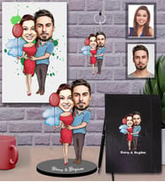 Kişiye Özel Sevgili Karikatürlü 5 li Hediye Seti Model 9