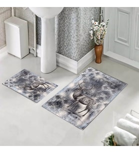 Banyo Halısı Ikili Klozet Takımı Kaymaz Tabanlı (60 xm x 100 cm + 40 cm x 60 cm) 