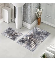 Banyo Halısı Ikili Klozet Takımı Kaymaz Tabanlı (60 xm x 100 cm + 40 cm x 60 cm) 