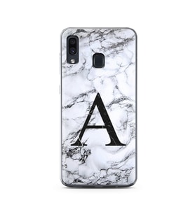 Samsung A30 Beyaz Mermer Harf Tasarımlı Telefon Kılıfı A-Harfi 