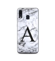 Samsung A30 Beyaz Mermer Harf Tasarımlı Telefon Kılıfı A-Harfi 