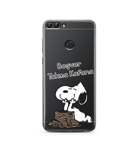 Snoopy Tasarımlı Süper Şeffaf Silikon Telefon Kılıfı Huawei PSmart (2018)