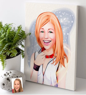 BK Gift Kişiye Özel Bayan Karikatürlü Kanvas Tablo 30x50cm-35