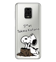 Snoopy Tasarımlı Süper Şeffaf Silikon Telefon Kılıfı Xiomai Redmi Note 9 Pro - N