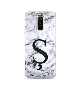 Samsung A6 Plus Beyaz Mermer Harf Tasarımlı Telefon Kılıfı Ş-Harfi 