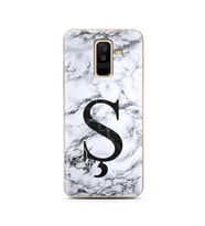 Samsung A6 Plus Beyaz Mermer Harf Tasarımlı Telefon Kılıfı Ş-Harfi 