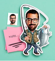 BK Gift Kişiye Özel Bay Balıkçı Karikatürlü Ahşap Magnet (Çok Renkli)