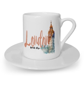 BK Gift Kişiye Özel London Tasarımlı Türk Kahvesi Fincanı  2