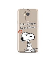 Snoopy Tasarımlı Süper Şeffaf Silikon Telefon Kılıfı General Mobile GM8