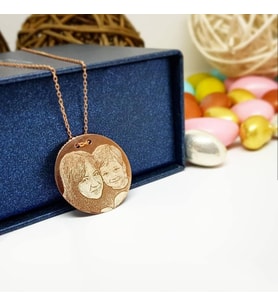 Kişiye Özel Fotoğraf Baskılı Gümüş Kolye Özel Gün Hediyesi (Gold)