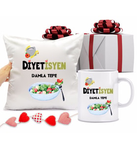 Diyetisyen Bardağı ve Yastığı Hediye Seti (Model 1)