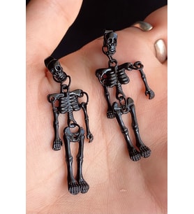 İskelet Kuru Kafa Sallantılı Unisex Küpe bck36 (Siyah)