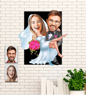 Kişiye Özel Sevgililer Günü Hediyesi Evleniyoruz Karikatür Ahşap Tablo