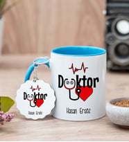 Doktor Mavi Kupa Bardak Ve Anahtarlık Set