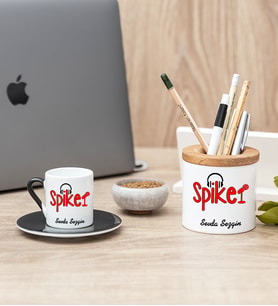 Spiker Siyah Türk Kahvesi Fincanı Ve Kalemlik Hediye Seti