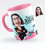 BK Gift Kişiye Özel Bayan Muhasebeci Karikatürlü Pembe Kupa Bardak  2