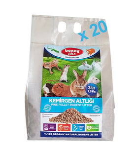 Bonny Nice Organik Çam Pelet Kemirgen Altlığı 1.8 kg 3 l x 20 Paket