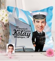 BK Gift Kişiye Özel Bay Gemi Kaptanı Karikatürlü  Yastık  1