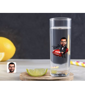 BK Gift Kişiye Özel Renkli Baskılı Erkek Patron Karikatürlü Vodka Bardağı-1 (Beyaz)