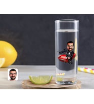 BK Gift Kişiye Özel Renkli Baskılı Erkek Patron Karikatürlü Vodka Bardağı-1 (Beyaz)