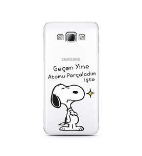 Snoopy Tasarımlı Süper Şeffaf Silikon Telefon Kılıfı Samsung A8 (2015)  