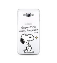 Snoopy Tasarımlı Süper Şeffaf Silikon Telefon Kılıfı Samsung A8 (2015)  