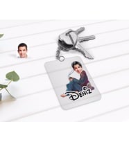 BK Gift Kişiye Özel Erkek Karikatürlü Şeffaf Pleksi Anahtarlık-61 (Beyaz)
