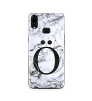 Samsung A10s Beyaz Mermer Harf Tasarımlı Telefon Kılıfı Ö-Harfi 
