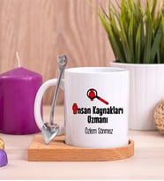 İnsan Kaynakları Uzmanı Ahşap Altlıklı Beyaz Kupa Bardak